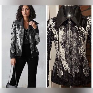 Baroque Print Reversible Jacket Size S Dark Academia Statement Blazer